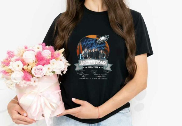 Hotel California And Philadelphia Eagles Shirt, Hotel California 2021 Eagles 50th Anniversary 1971 2021 Signatures Shirt