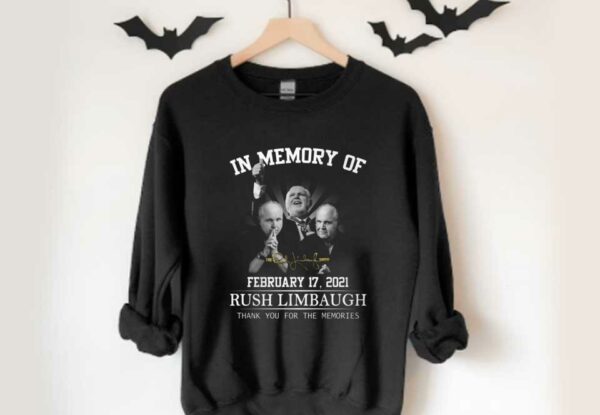 In Memory Of February 17 2021 Rush Limbaugh Thank You For The Memories Signature Shirt, In Memory Of Rush Limbaugh Shirt