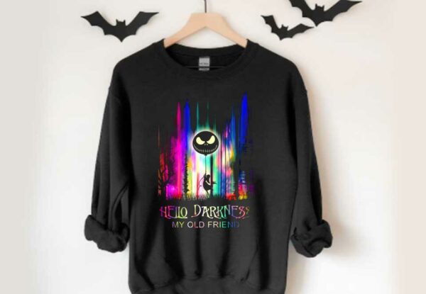 Jack Skellington And Sally Hello Darkness My Old Friend Halloween Shirt, Hello Darkness My Old Fiends Shirt