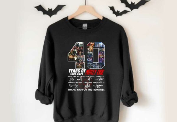 Motley Crue Shirt, 40 Years Of 1981 2021 Motley Crue Thank You For The Memories Signatures Shirt