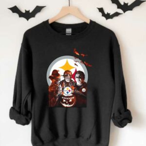 Pittsburgh Steelers Horror Shirt, Pittsburgh Steelers Freddy Krueger Jason Voorhees Michael Myer Halloween Shirt 3