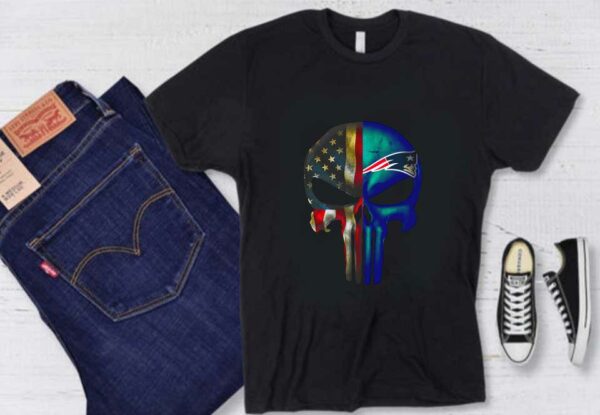 Punisher Skull Mix Shirt, Punisher Skull American Flag New England Patriots