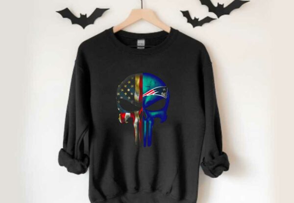 Punisher Skull Mix Shirt, Punisher Skull American Flag New England Patriots