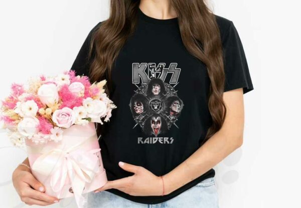 Raider Logo And Kiss Shirt, Kiss Band Raiders Oakland Raiders Shirt, Head Member Kiss Band And Raider Shirt