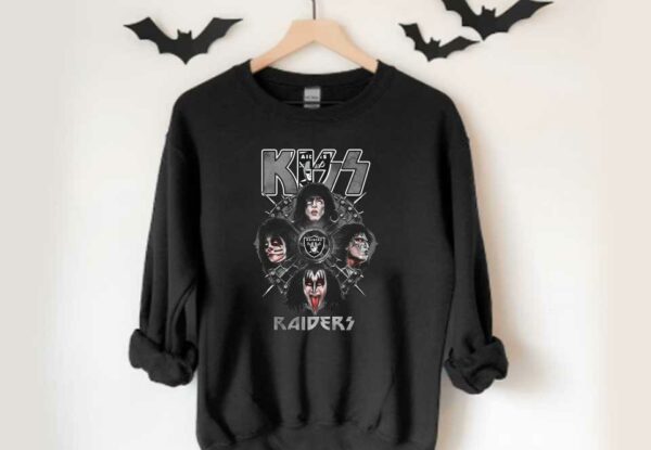 Raider Logo And Kiss Shirt, Kiss Band Raiders Oakland Raiders Shirt, Head Member Kiss Band And Raider Shirt