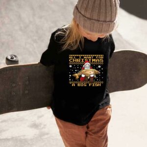 Santa Claus A Bigfish Chrismast Shirt, Fisherman All I Want For Christmas Is A Big Fish Sweater 1