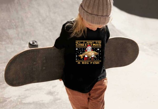 Santa Claus A Bigfish Chrismast Shirt, Fisherman All I Want For Christmas Is A Big Fish Sweater
