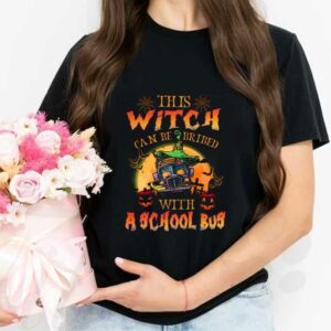 School Bus This Witch Can Be Retired Halloween Shirt, This Witch Can Be Bribed With A School Bus Shirt 2