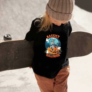 Skeleton Bassist Shirt, Skeleton Play Guitar Bassist Pumpkins Halloween Shirt, Skeleton Boos Bassist Halloween Shirt 1