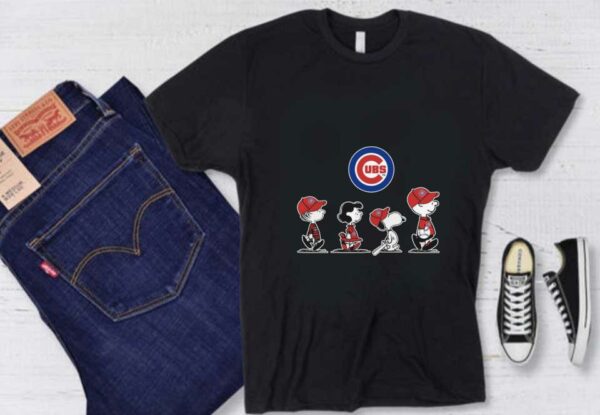 Snoopy Chicago Cubs Walking Shirt, The Peanut Character Charlie Brown And Snoopy Walking With Chicago Cubs Baseball Shirt