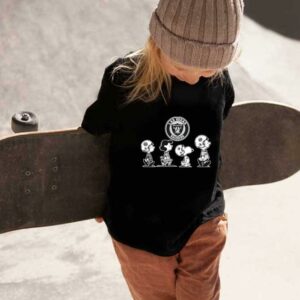 Snoopy Raiders Walking Shirt, The Peanut Character Charlie Brown And Snoopy Walking With Las Vegas Raiders Baseball Shirt