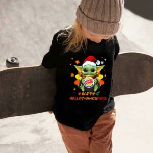 Star Wars Baby Yoda Hug Burger King Shirt, Baby Yoda Santa Hug Burger King Logo Happy Hallothanksmas Shirt