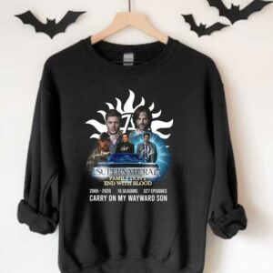 Supernatural Family Son Logo Shirt, Supernatural Family Don't End With Blood 2005 2021 Carry On My Wayward Son Shirt 3