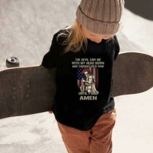 The Devil Said Amen Shirt, American Flag The Devil Saw Me With My Head Down And Thought Hed Won Until I Said Amen Shirt 1