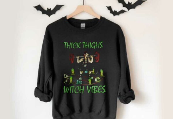 Thick Thighs Witch Vibes Shirt, Witch Vibes Halloween Shirt, Witch Vibes Skull Shirt