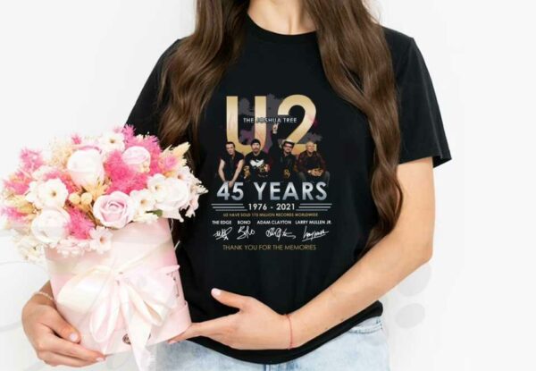 U2 Have Sold 175 Million Records Worldwide Shirt, U2 Rock Band 45 Years 1976 2021 Signatures Shirt