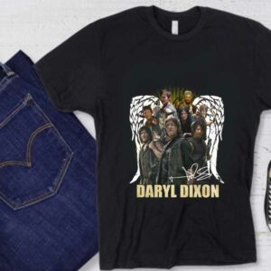 Wings Daryl Dixon Signatures Shirt, Wings Daryl Dixon And Character Signature The Walking Dead Shirt