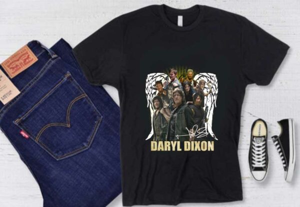 Wings Daryl Dixon Signatures Shirt, Wings Daryl Dixon And Character Signature The Walking Dead Shirt