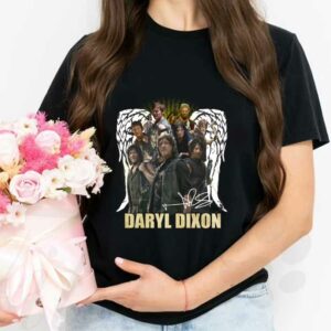 Wings Daryl Dixon Signatures Shirt, Wings Daryl Dixon And Character Signature The Walking Dead Shirt 2