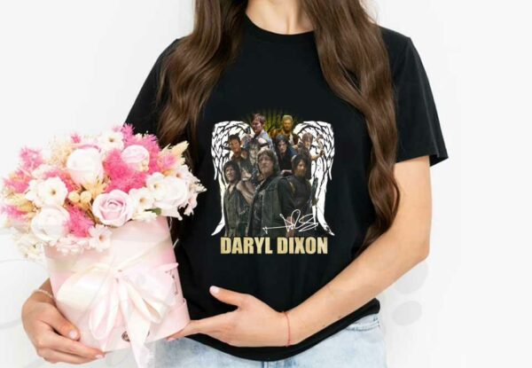 Wings Daryl Dixon Signatures Shirt, Wings Daryl Dixon And Character Signature The Walking Dead Shirt