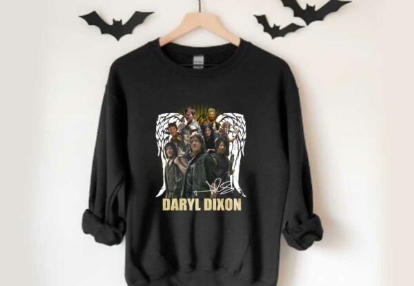 Wings Daryl Dixon Signatures Shirt, Wings Daryl Dixon And Character Signature The Walking Dead Shirt