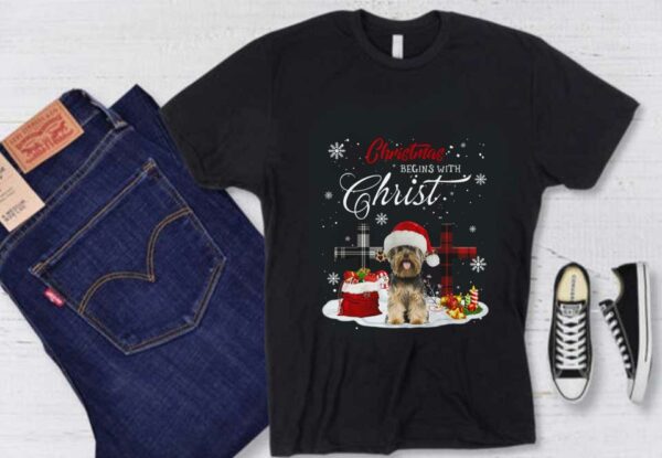 Yorkshire Terrier Santa Claus Christmas Shirt, Yorkshire Terrier Christmas Begins With Christ Shirt