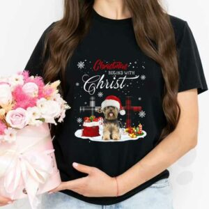 Yorkshire Terrier Santa Claus Christmas Shirt, Yorkshire Terrier Christmas Begins With Christ Shirt 2