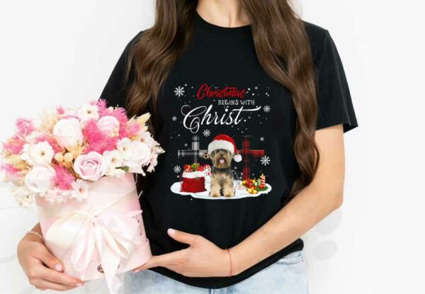 Yorkshire Terrier Santa Claus Christmas Shirt, Yorkshire Terrier Christmas Begins With Christ Shirt