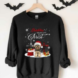 Yorkshire Terrier Santa Claus Christmas Shirt, Yorkshire Terrier Christmas Begins With Christ Shirt 3