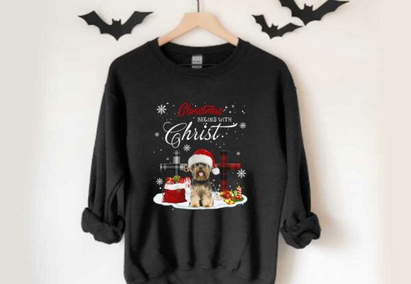 Yorkshire Terrier Santa Claus Christmas Shirt, Yorkshire Terrier Christmas Begins With Christ Shirt