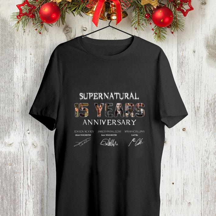 Supernatural 15 Years Anniversary all signatures shirt 4 - Supernatural 15 Years Anniversary all signatures shirt