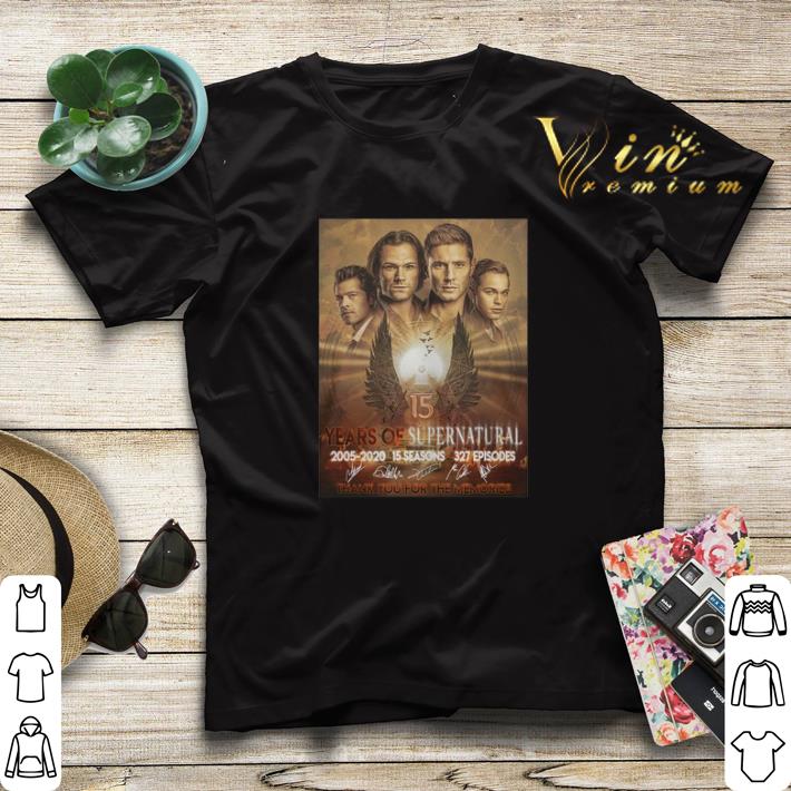 Signature 15 years of Supernatural final season poster 2005 2020 shirt 4 - Signature 15 years of Supernatural final season poster 2005-2020 shirt