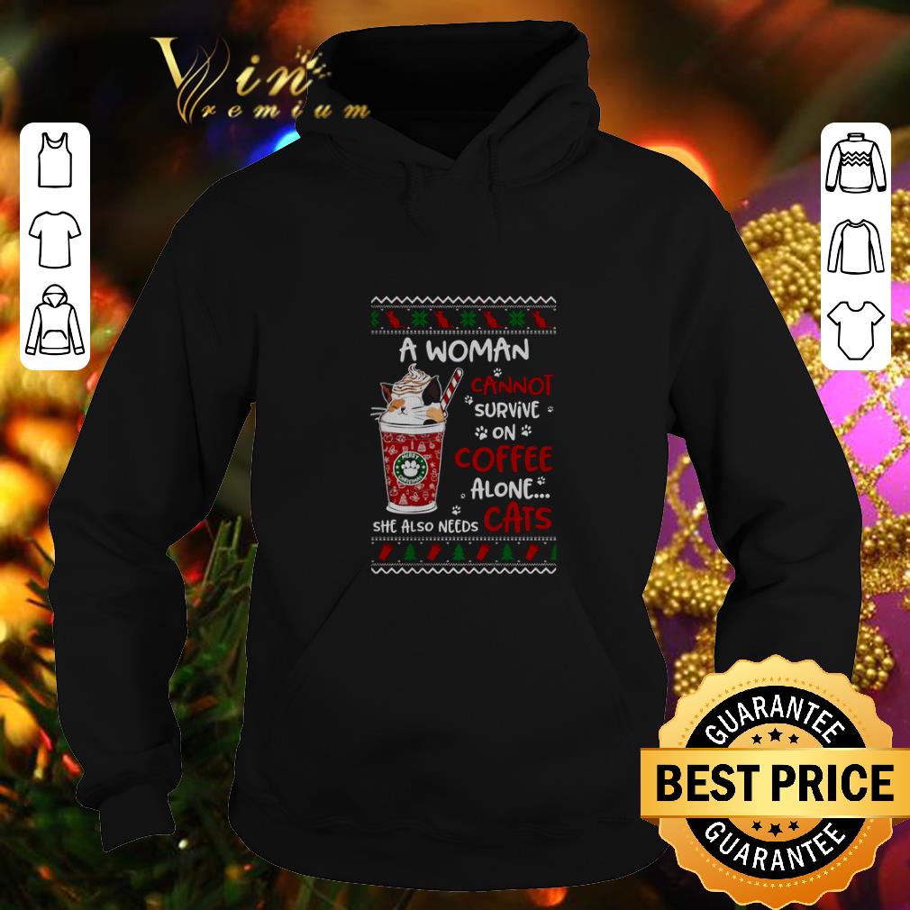 Hot A woman cannot survive on coffee alone she also needs cats Christmas shirt 4 - Hot A woman cannot survive on coffee alone she also needs cats Christmas shirt