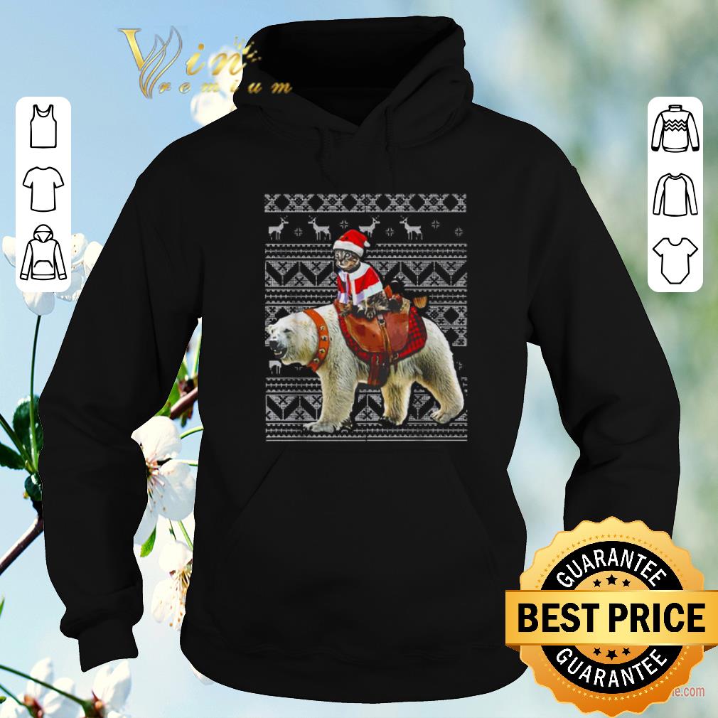 Nice Ugly Christmas Crazy Cat riding white Bear sweater 4 - Nice Ugly Christmas Crazy Cat riding white Bear sweater