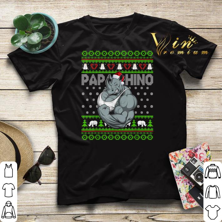 Ugly Christmas Papa Rhino sweater 4 - Ugly Christmas Papa Rhino sweater