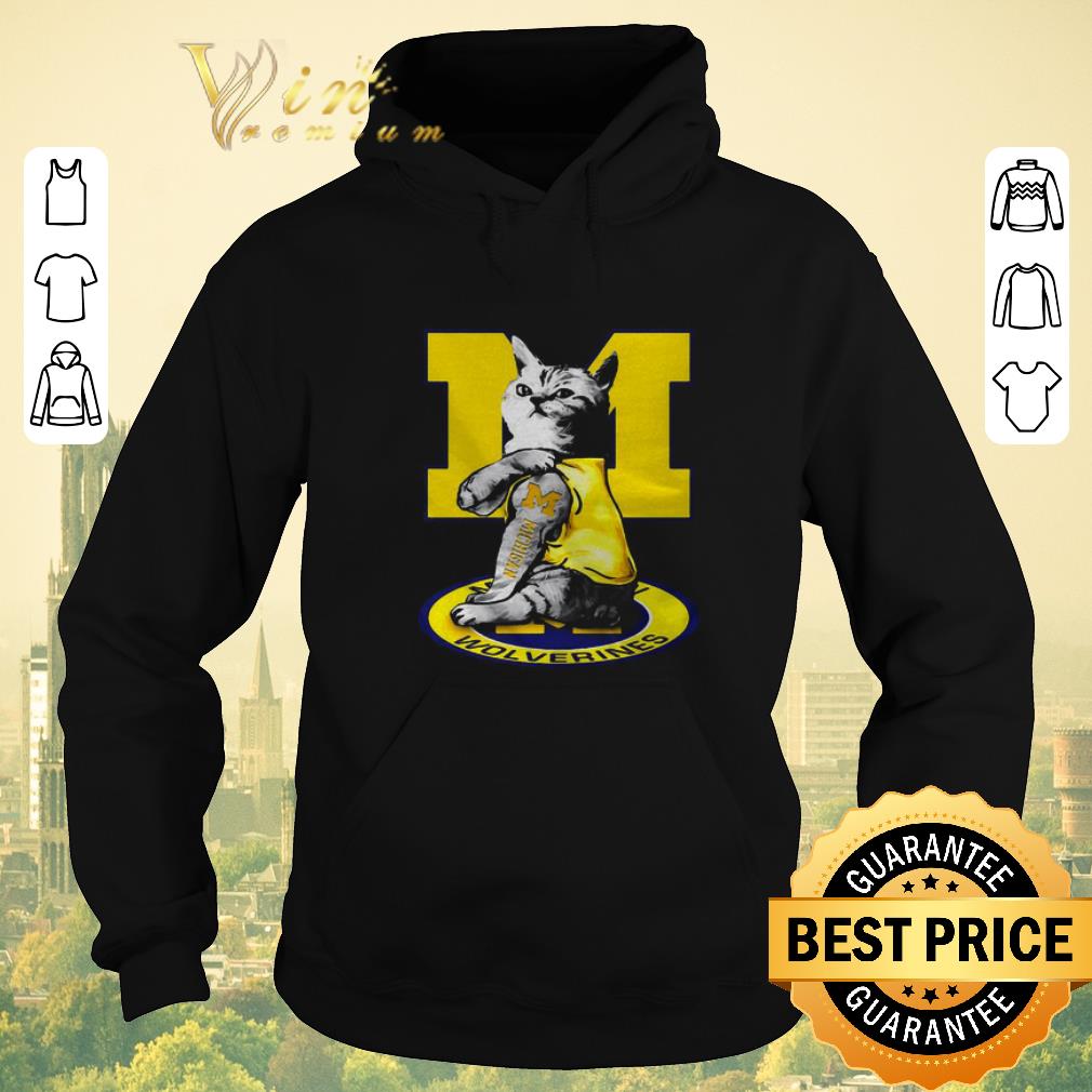 Awesome Strong Cat tattoo Michigan Wolverines shirt sweater 4 - Awesome Strong Cat tattoo Michigan Wolverines shirt sweater