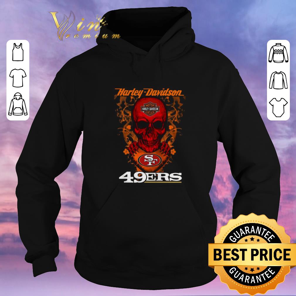 Pretty Skull mashup Harley Davidson and San Francisco 49ers shirt sweater 4 - Pretty Skull mashup Harley Davidson and San Francisco 49ers shirt sweater