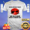 Never underestimate an old man with a drum set sunset shirt