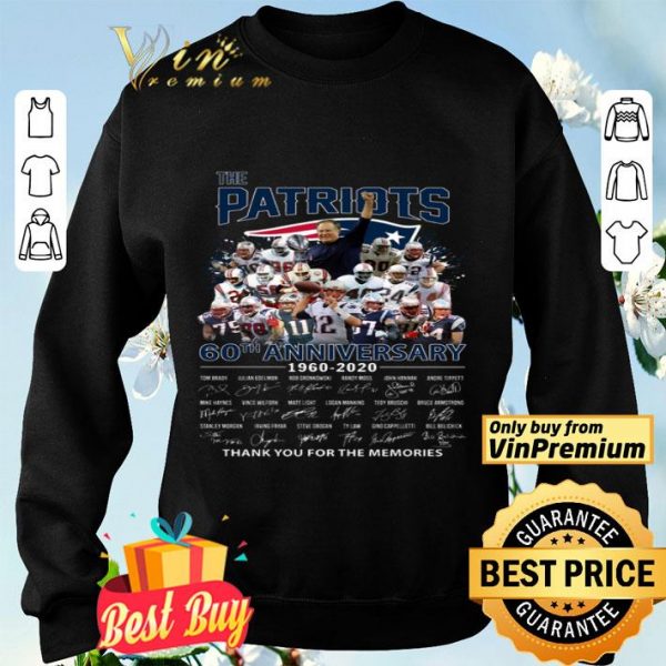 The Patriots 60th Anniversary 1960 2020 Signature Thank You For The Memories shirt