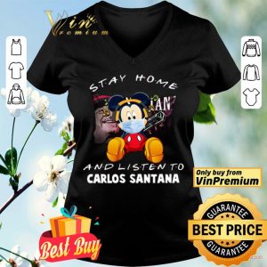 Mickey Mouse Mask Stay Home And Listen To Carlos Santana shirt