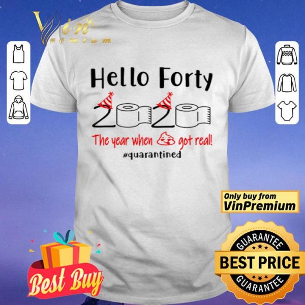 Hello forty 2020 the year when shit got real #quarantined shirt