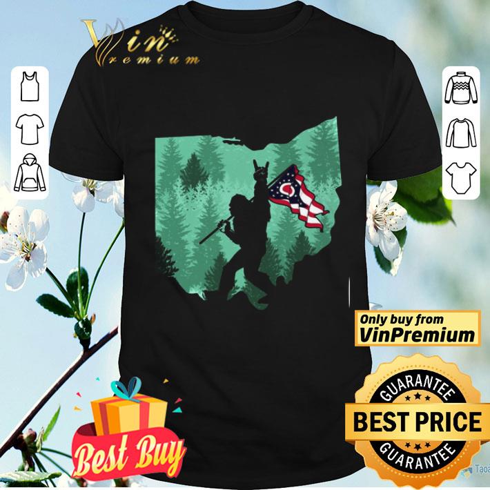 Bigfoot Rock And Roll Ohio Flag In The Forest shirt