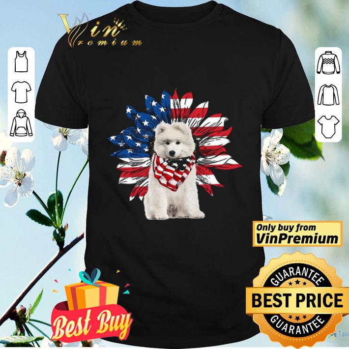 Samoyed Sunflowers American Flag shirt