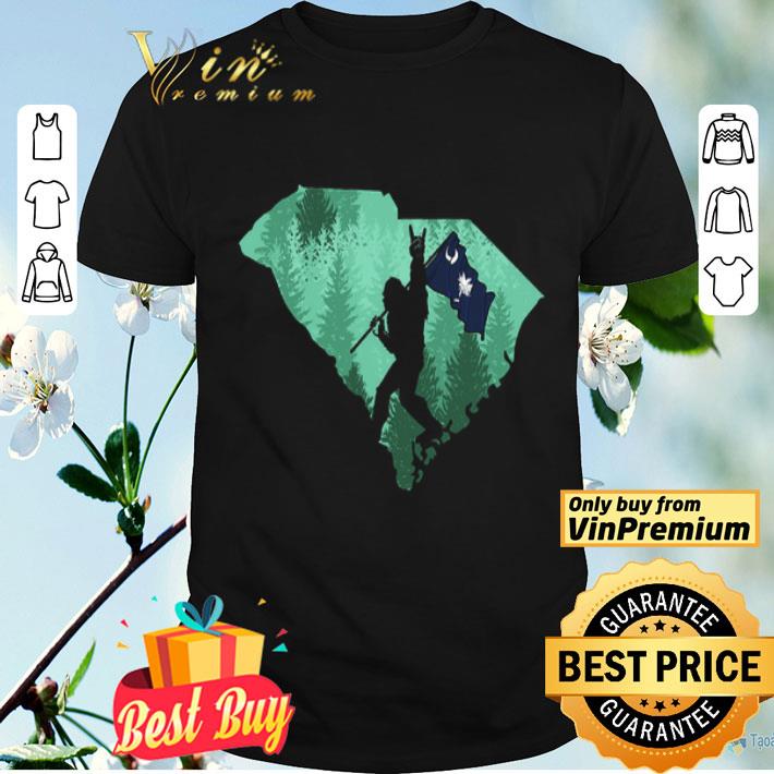 Bigfoot Rock And Roll South Carolina Flag In The Forest shirt