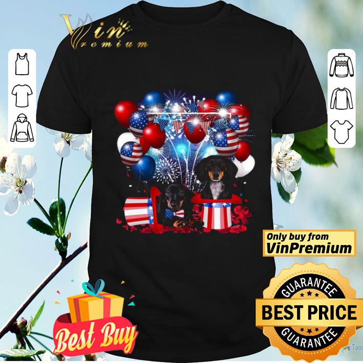 Dachshunds Balloons American Flag shirt