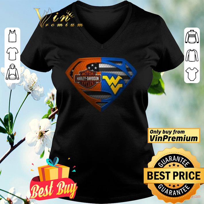 Superman Harley Davidson And West Virginia Mountaineers football shirt