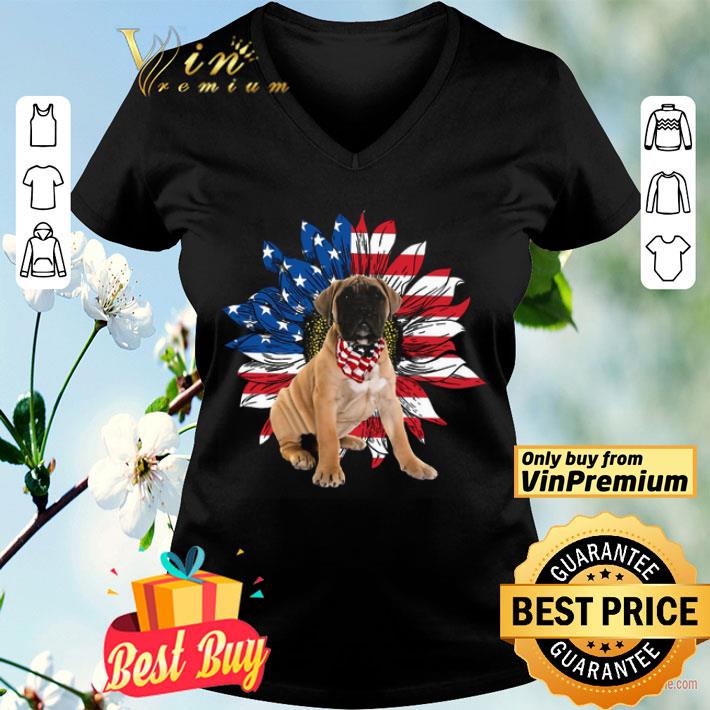 Bullmastiff Sunflowers American Flag shirt