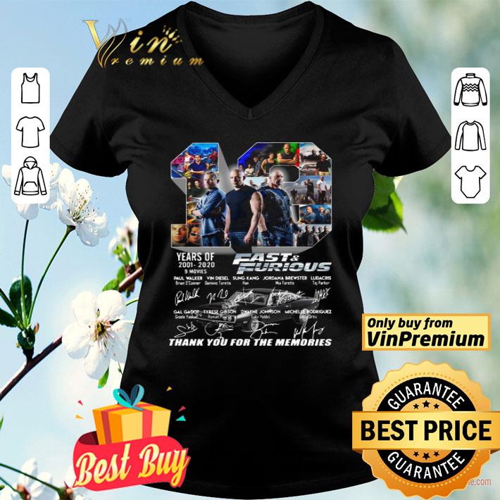 Fast And Furious 2001 2020 Thank You For The Memories shirt