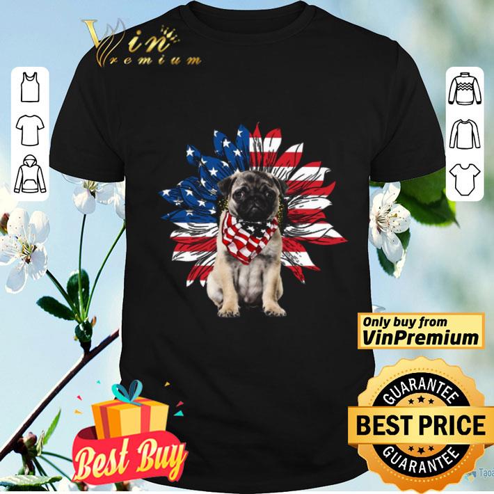 Pug Sunflowers American Flag shirt