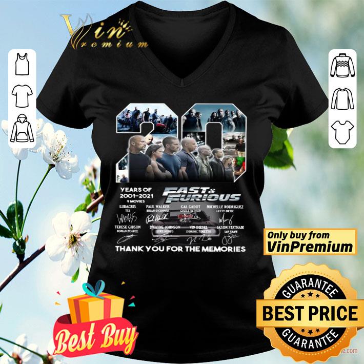 20 Years Of Fast & Furious 2001-2021 Thank You For The Memories Signature Shirt shirt